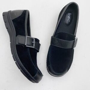 BoOC Erna Women's Black Suede Leather Buckle Flats Slip On Loafers Shoes Size 9M